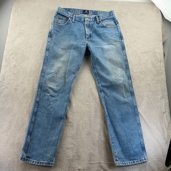 Wrangler Mens Jeans Size 33x32 Regular Fit Straight Leg Blue Ddenim 47MWCSV - Picture 11 of 12